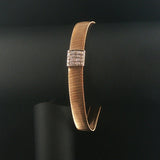14k Yellow Gold and 0.15cttw Diamond Silky Wire Mesh Bracelet Italy 7.5"