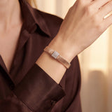 14k Yellow Gold and 0.15cttw Diamond Silky Wire Mesh Bracelet Italy 7.5"