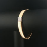 14k Yellow Gold and 0.15cttw Diamond Silky Wire Mesh Bracelet Italy 7.5"