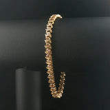 14k Yellow Gold and 3cttw Diamond Solid S Link Vintage Tennis Bracelet 8"