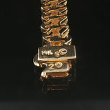 14k Yellow Gold and 2cttw Diamond 18g Solid Fancy Link Bracelet 7"