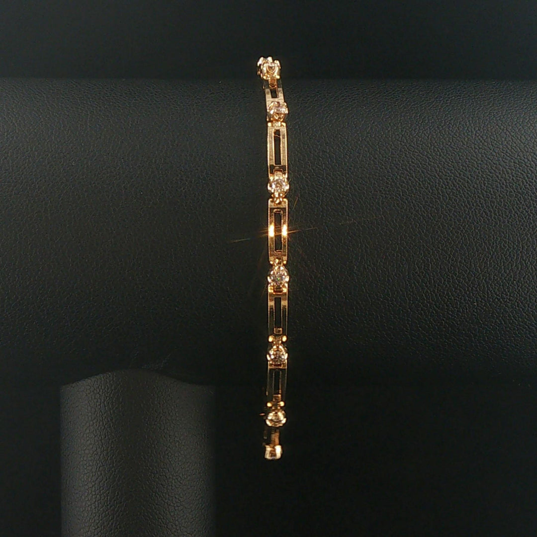 14k Yellow Gold and 0.75cttw Diamond 10g Bar Link Bracelet 7"