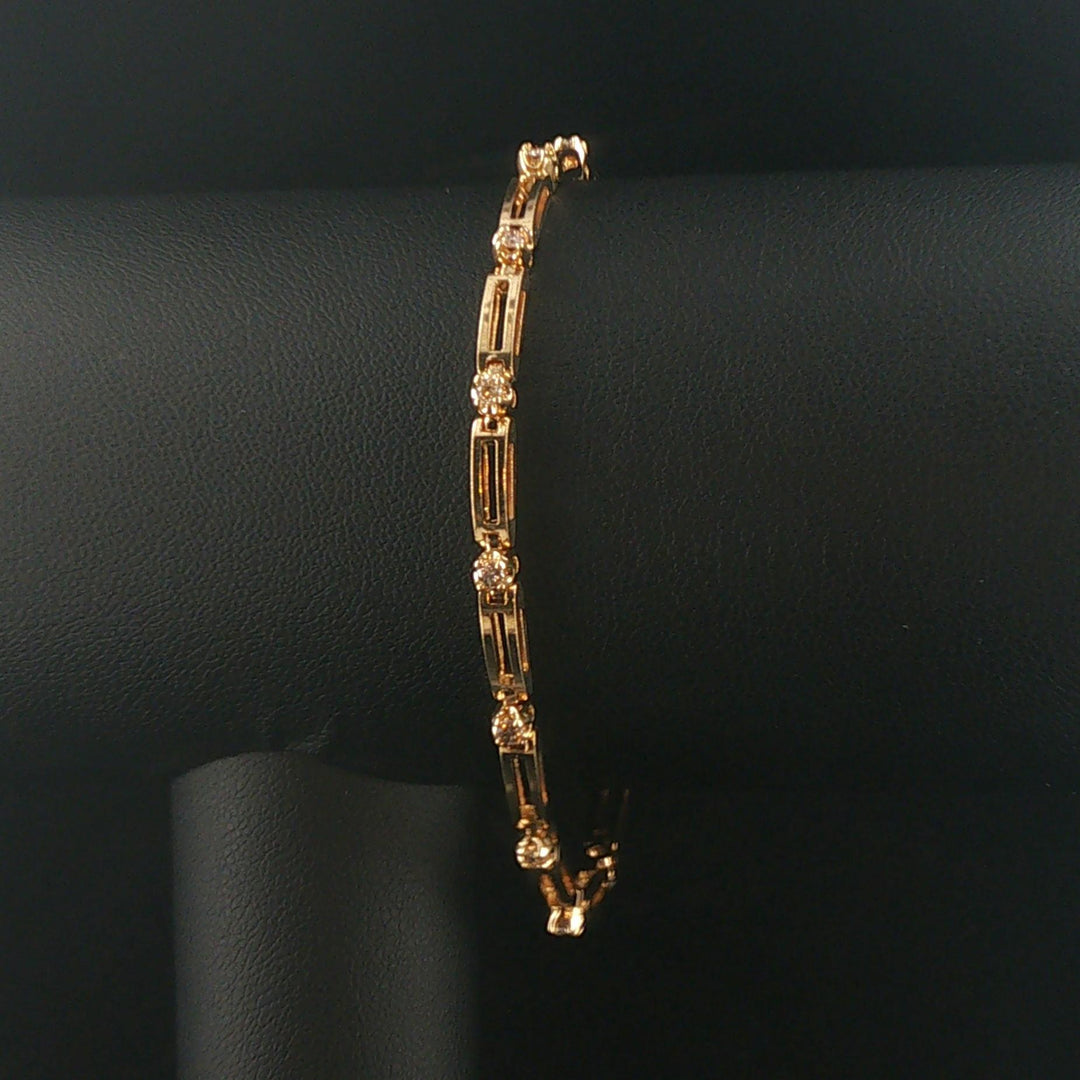 14k Yellow Gold and 0.75cttw Diamond 10g Bar Link Bracelet 7"