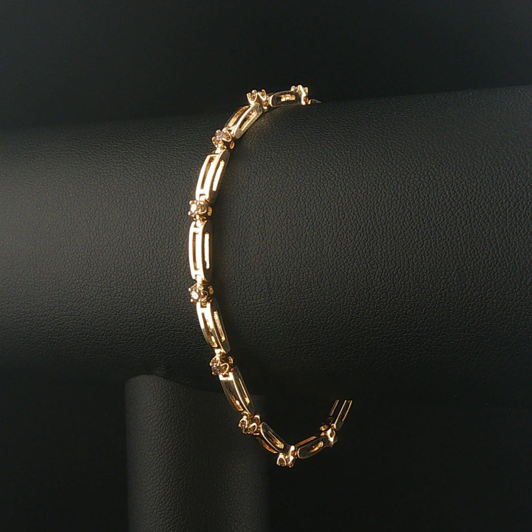14k Yellow Gold and 0.75cttw Diamond 10g Bar Link Bracelet 7"
