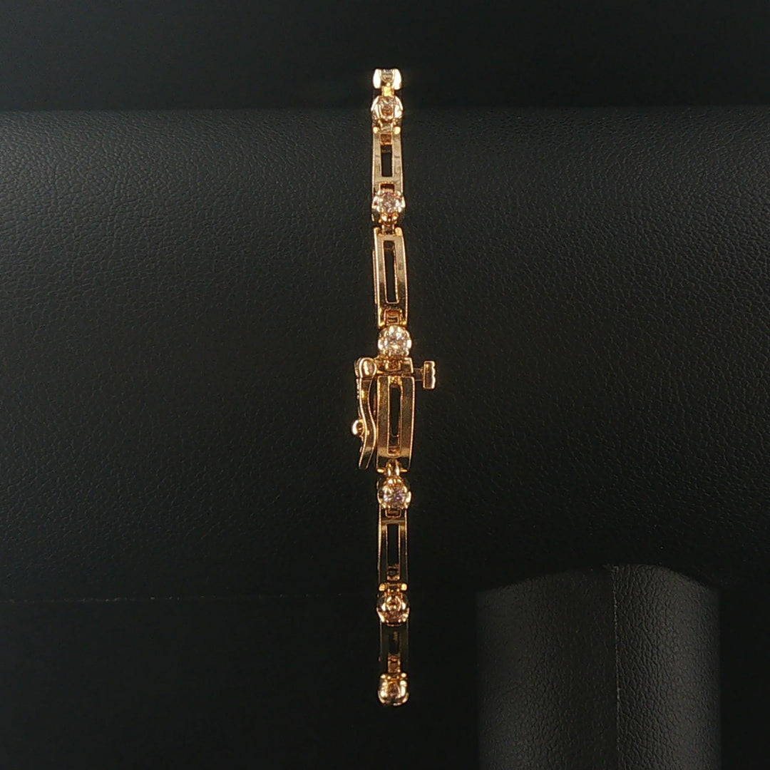 14k Yellow Gold and 0.75cttw Diamond 10g Bar Link Bracelet 7"
