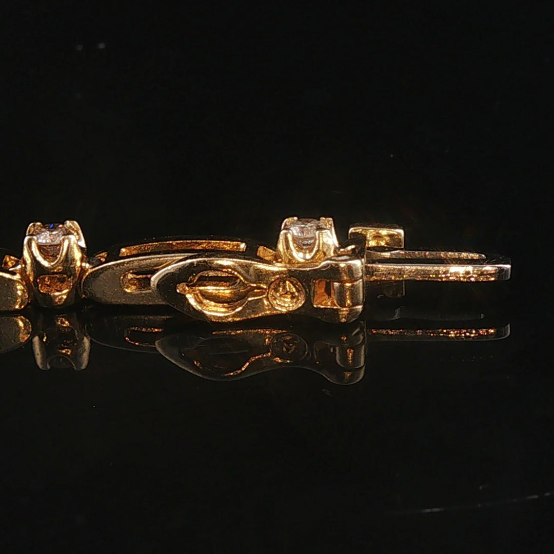 14k Yellow Gold and 0.75cttw Diamond 10g Bar Link Bracelet 7"