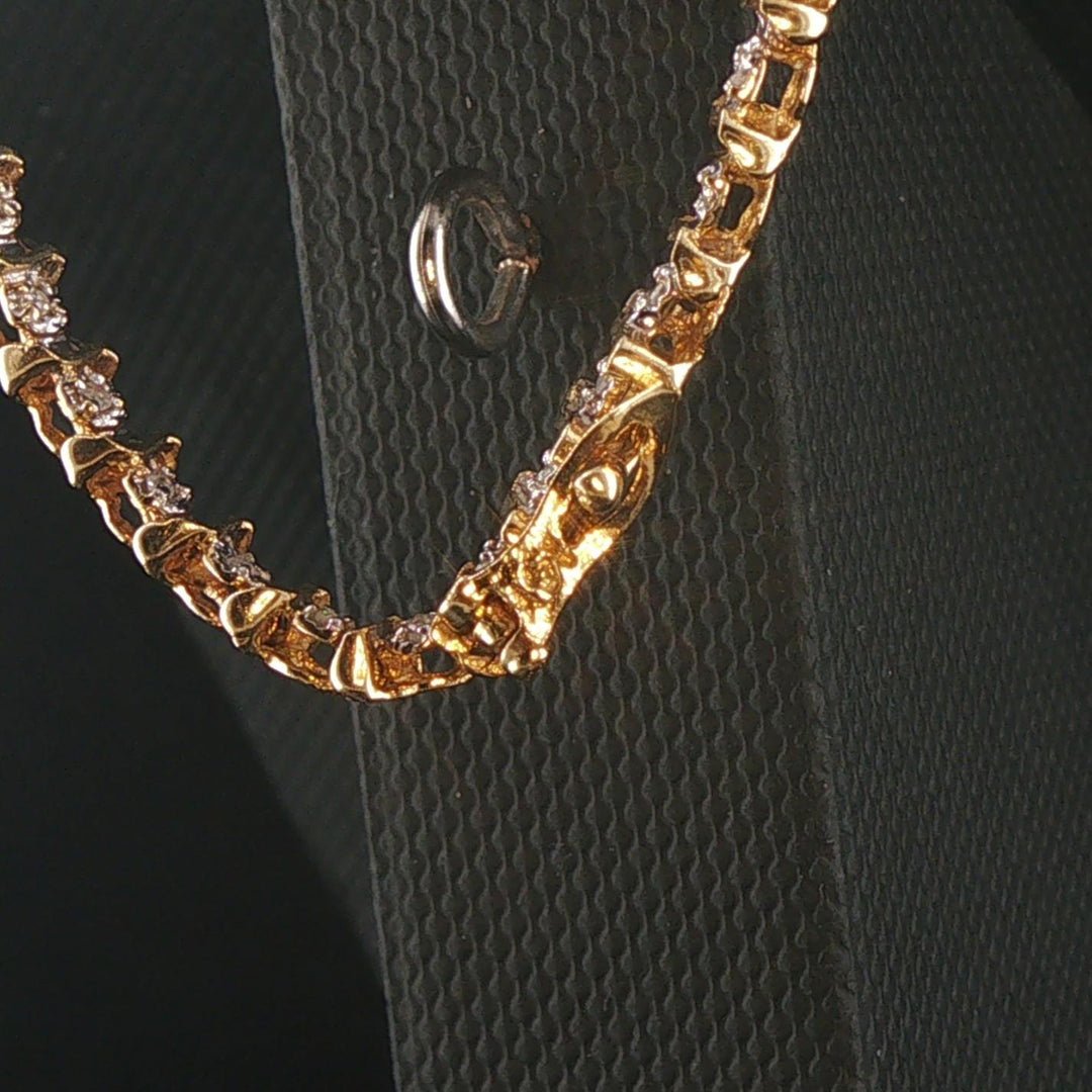 14k Yellow Gold 2.50cttw Diamond Graduated S Link Vintage Tennis Necklace 16"