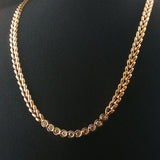 14k Yellow Gold and 0.63cttw Bezel Set Diamond 24g Fancy Link Necklace 16"