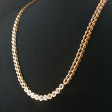 14k Yellow Gold and 0.63cttw Bezel Set Diamond 24g Fancy Link Necklace 16"
