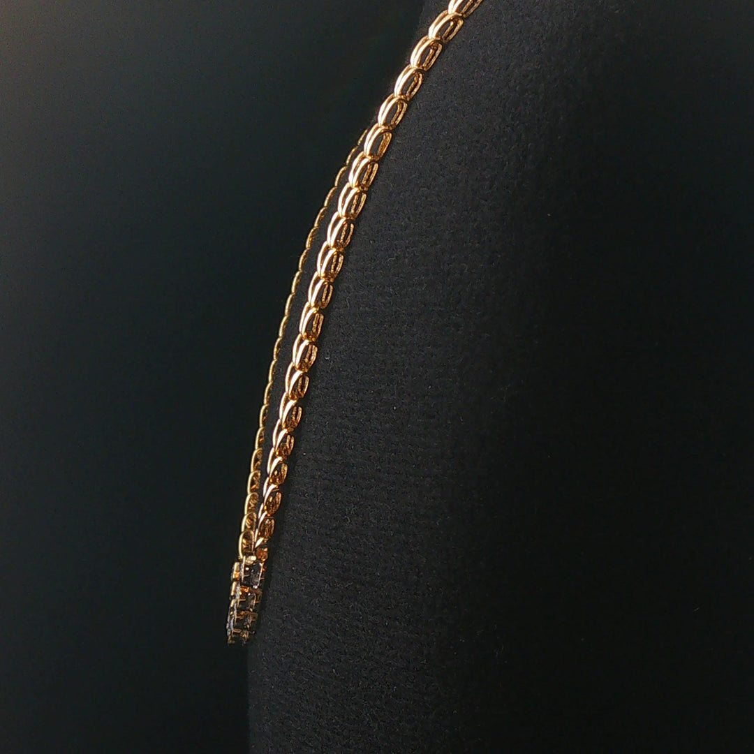 14k Yellow Gold and 0.63cttw Bezel Set Diamond 24g Fancy Link Necklace 16"
