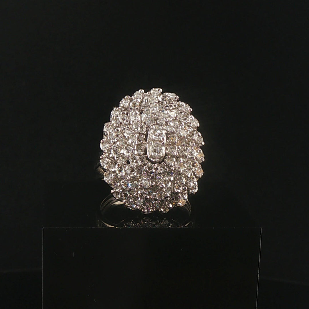 14k White Gold and 1.50cttw Diamond Vintage Large Cluster Ring Size 8.5