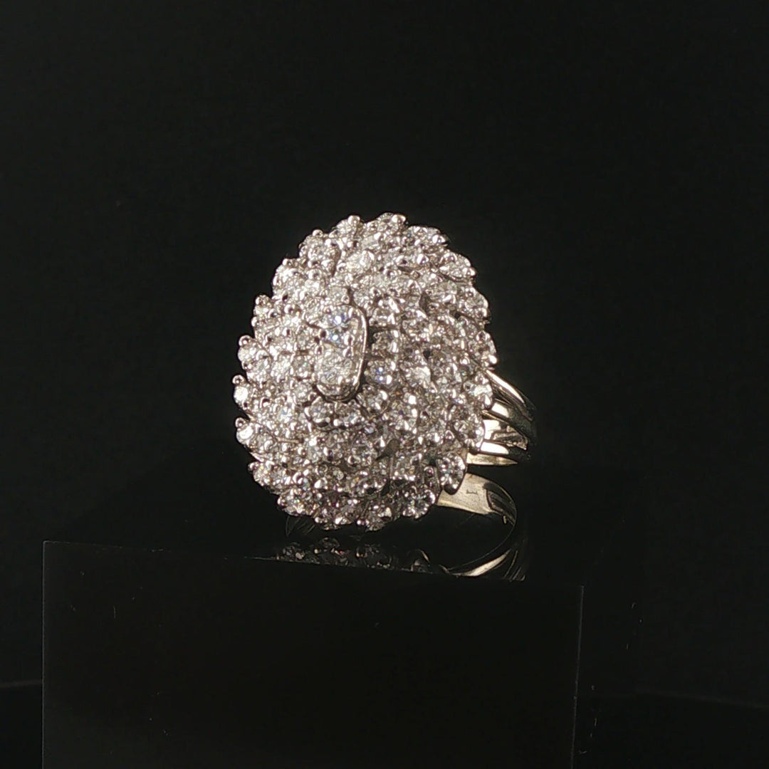 14k White Gold and 1.50cttw Diamond Vintage Large Cluster Ring Size 8.5