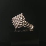 14k White Gold and 1.50cttw Diamond Vintage Large Cluster Ring Size 8.5