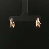 14k Yellow Gold and 0.10cttw Diamond Small Hoop Earrings 0.50"