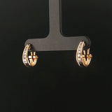 14k Yellow Gold and 0.10cttw Diamond Small Hoop Earrings 0.50"