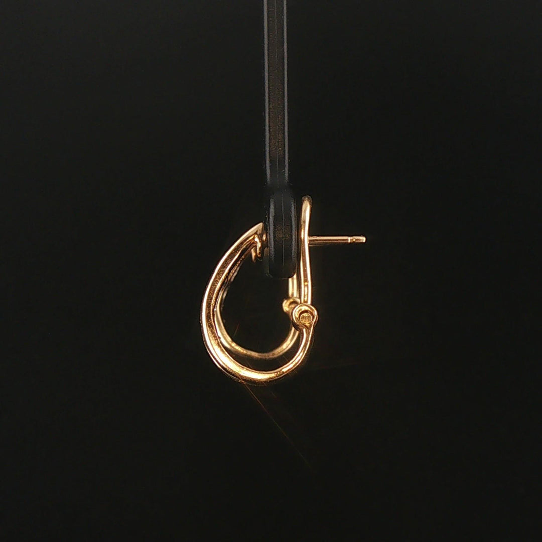14k Yellow Gold and 0.10cttw Diamond Small Hoop Earrings 0.50"