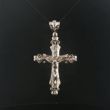 14k White Gold and 1cttw Diamond 16.5g Large Vintage Cross Pendant 3"