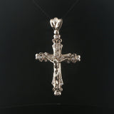 14k White Gold and 1cttw Diamond 16.5g Large Vintage Cross Pendant 3"