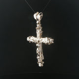 14k White Gold and 1cttw Diamond 16.5g Large Vintage Cross Pendant 3"