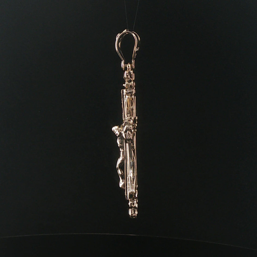 14k White Gold and 1cttw Diamond 16.5g Large Vintage Cross Pendant 3"