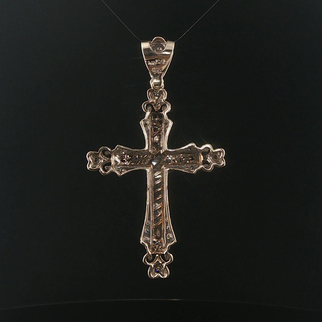 14k White Gold and 1cttw Diamond 16.5g Large Vintage Cross Pendant 3"
