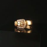 14k Yellow Gold and Diamond 2.4g Small Vintage Buckle Ring Size 4.25