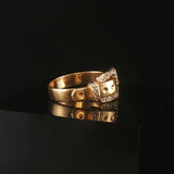 14k Yellow Gold and Diamond 2.4g Small Vintage Buckle Ring Size 4.25
