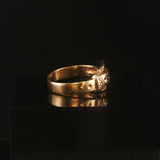 14k Yellow Gold and Diamond 2.4g Small Vintage Buckle Ring Size 4.25