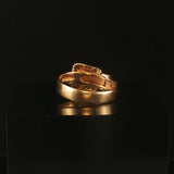 14k Yellow Gold and Diamond 2.4g Small Vintage Buckle Ring Size 4.25