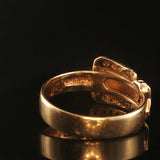 14k Yellow Gold and Diamond 2.4g Small Vintage Buckle Ring Size 4.25