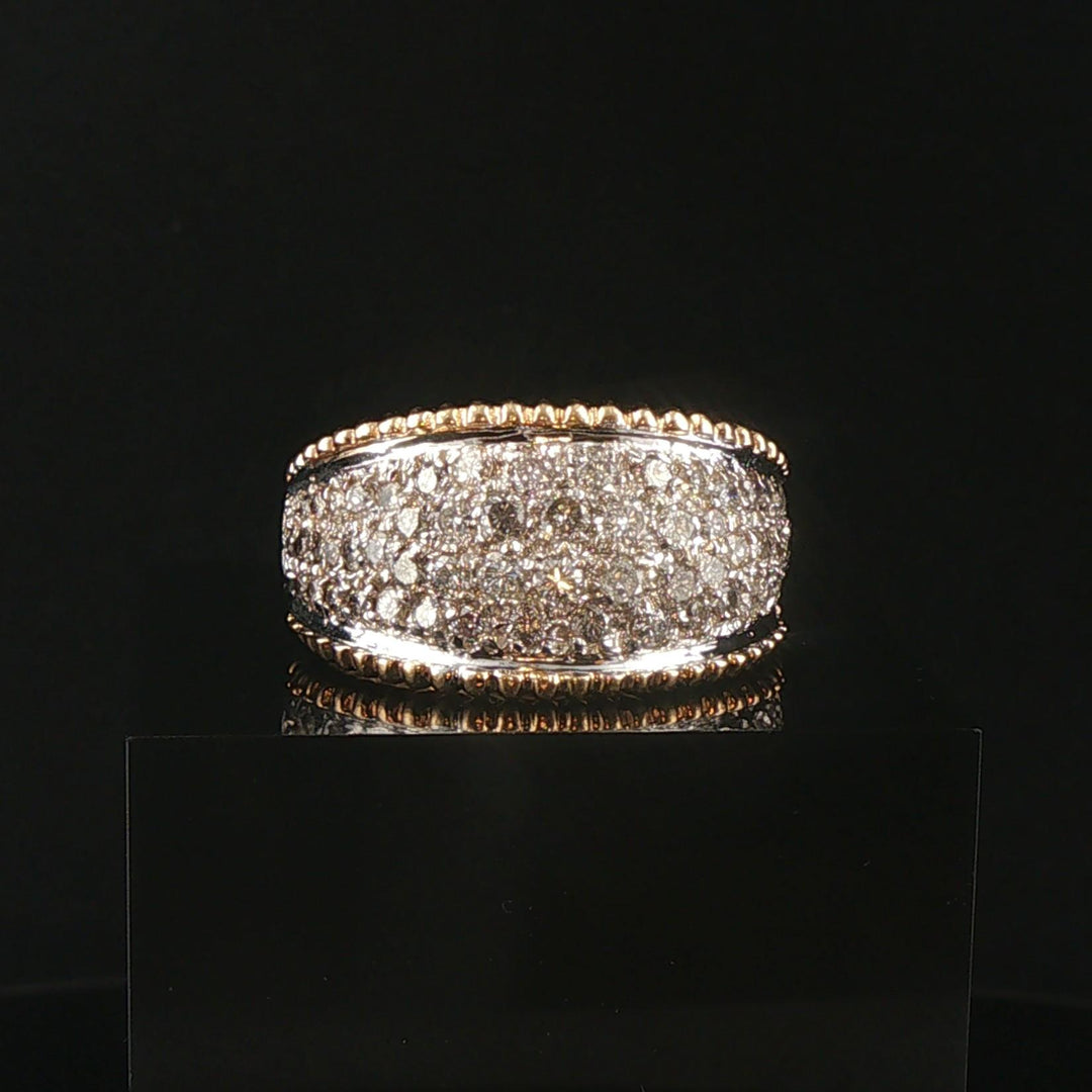 14k Yellow and White Gold 1.50cttw Pave Diamond Graduated Band Ring Size 12