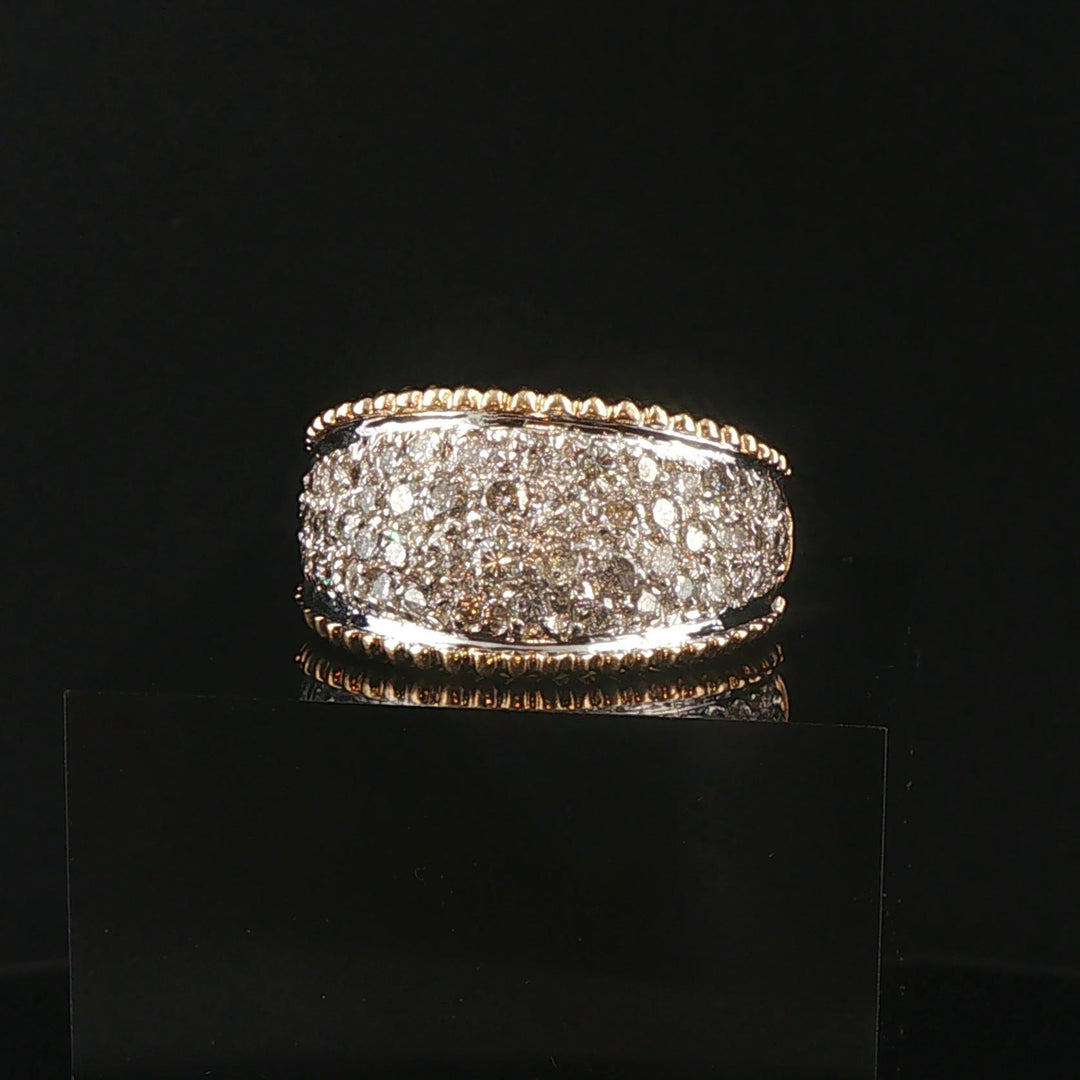 14k Yellow and White Gold 1.50cttw Pave Diamond Graduated Band Ring Size 12