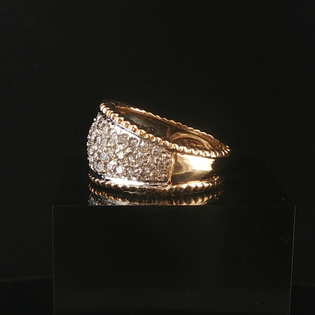 14k Yellow and White Gold 1.50cttw Pave Diamond Graduated Band Ring Size 12