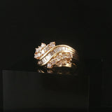14k Yellow Gold and 1cttw Round and Baguette Diamond Ladies Ring Size 6