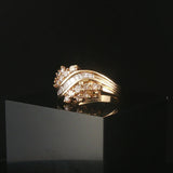 14k Yellow Gold and 1cttw Round and Baguette Diamond Ladies Ring Size 6