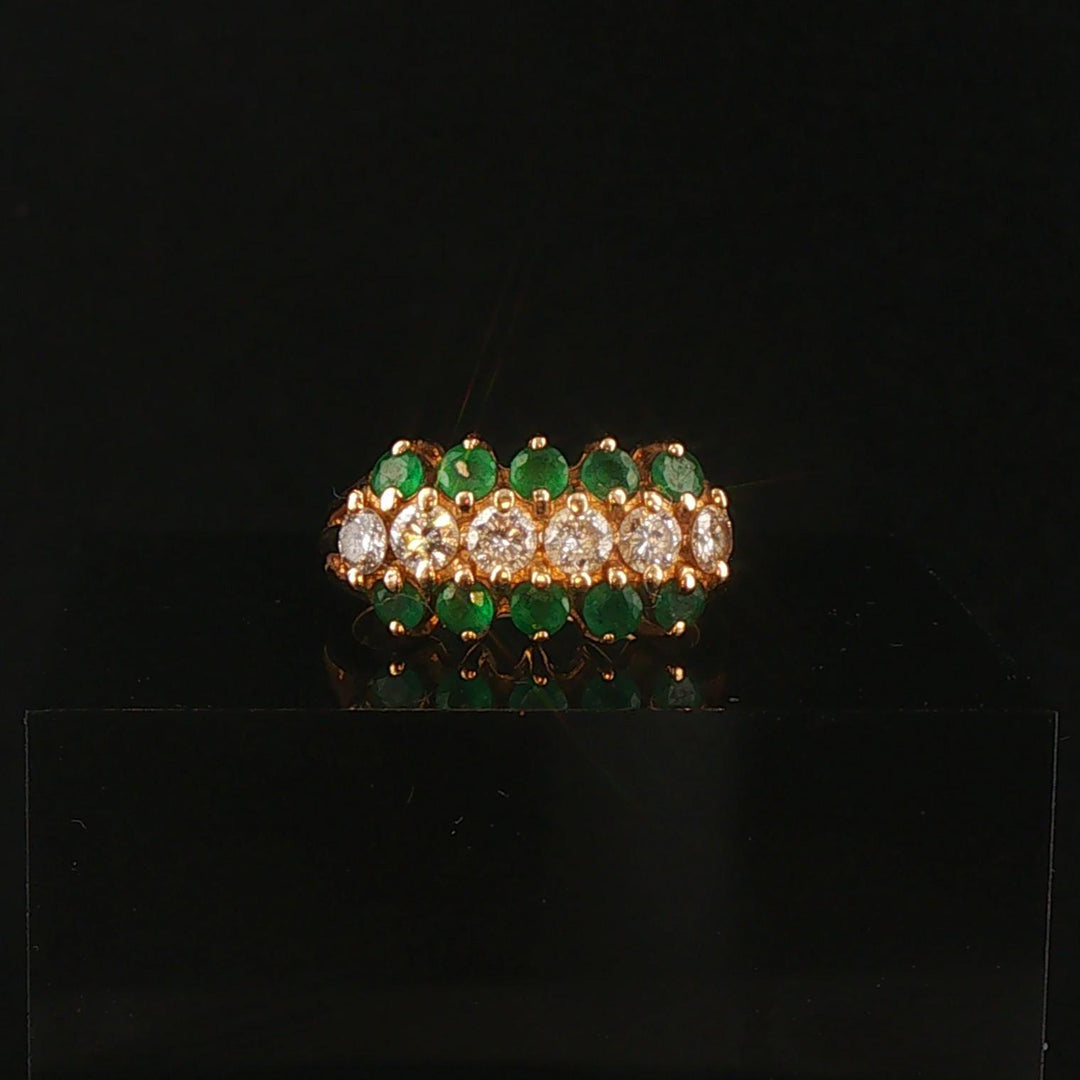 14k Yellow Gold Emerald and 0.50cttw Diamond Band Ring Size 4.25