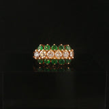 14k Yellow Gold Emerald and 0.50cttw Diamond Band Ring Size 4.25