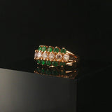 14k Yellow Gold Emerald and 0.50cttw Diamond Band Ring Size 4.25