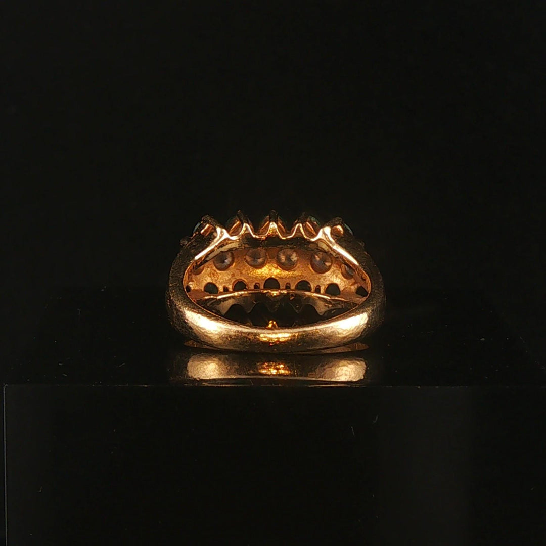 14k Yellow Gold Emerald and 0.50cttw Diamond Band Ring Size 4.25