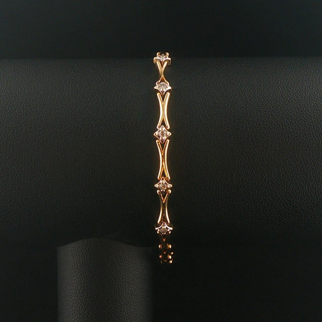 14k Yellow Gold 0.25cttw Diamond Fancy Link Bracelet 7"