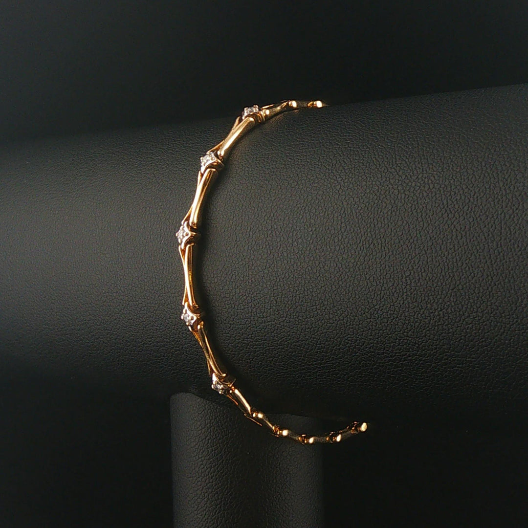 14k Yellow Gold 0.25cttw Diamond Fancy Link Bracelet 7"