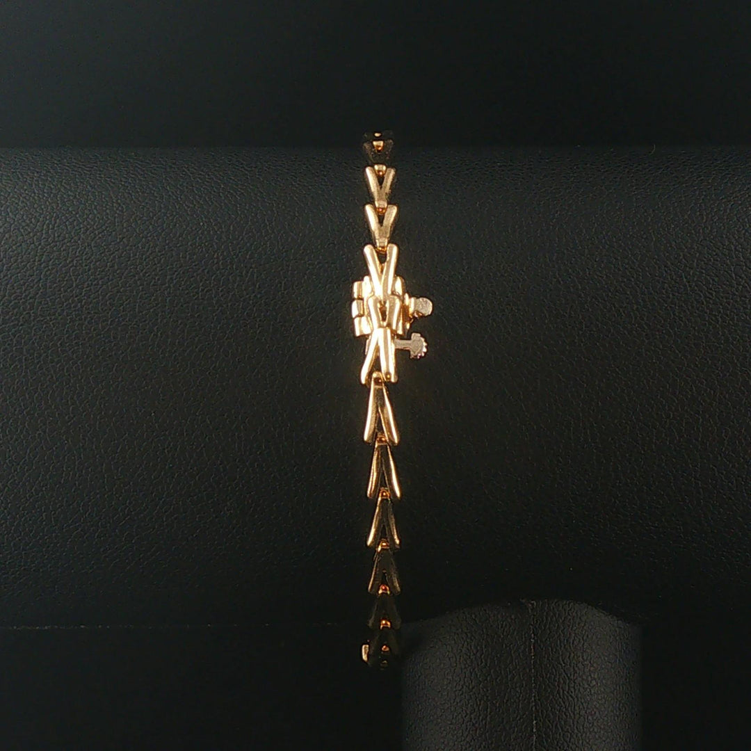 14k Yellow Gold 0.25cttw Diamond Fancy Link Bracelet 7"