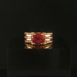 14k Yellow Gold Rhodolite Garnet and 0.25cttw Diamond Ladies Band Ring Size 6.5