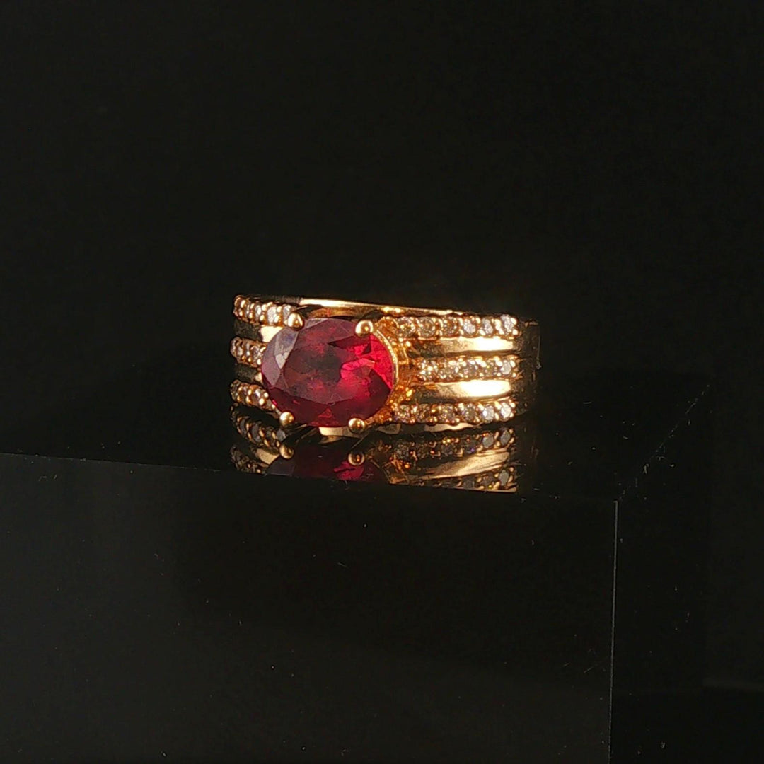 14k Yellow Gold Rhodolite Garnet and 0.25cttw Diamond Ladies Band Ring Size 6.5