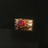 14k Yellow Gold Rhodolite Garnet and 0.25cttw Diamond Ladies Band Ring Size 6.5