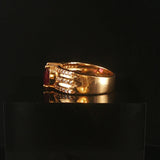 14k Yellow Gold Rhodolite Garnet and 0.25cttw Diamond Ladies Band Ring Size 6.5