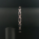 14k White Gold Sapphire and 0.65cttw Diamond Vintage Link Bracelet 7"