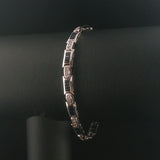 14k White Gold Sapphire and 0.65cttw Diamond Vintage Link Bracelet 7"