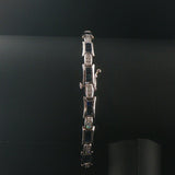 14k White Gold Sapphire and 0.65cttw Diamond Vintage Link Bracelet 7"