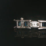 14k White Gold Sapphire and 0.65cttw Diamond Vintage Link Bracelet 7"